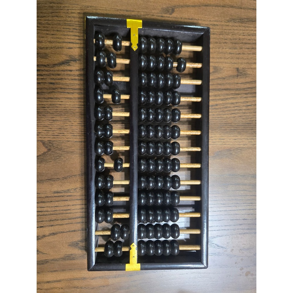Vintage Chinese He Hua Pai Wooden Abacus 13 Column  Black